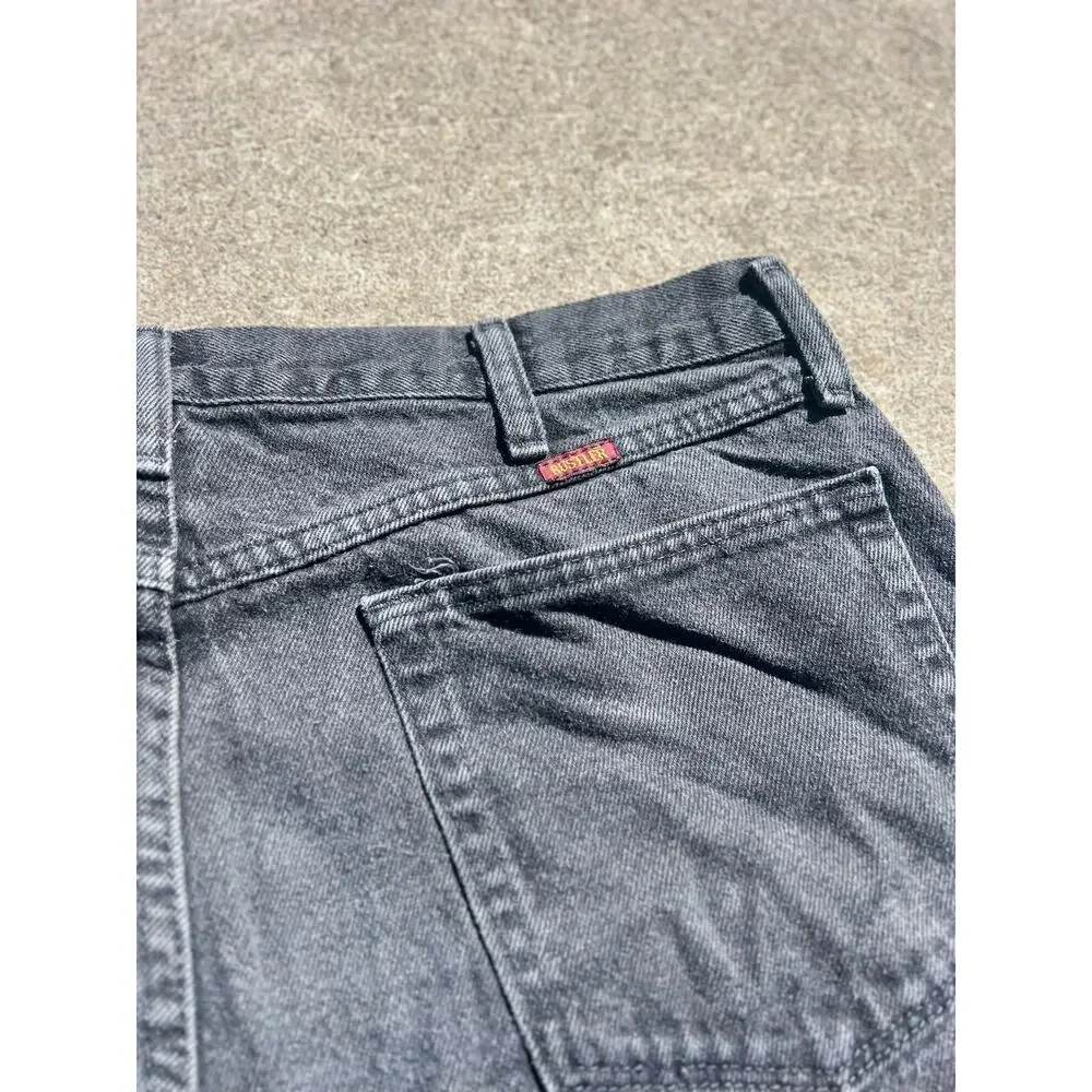 Vintage Rustler Black Jeans 36x32 Men Relaxed Straight Denim 90s Grunge Workwear